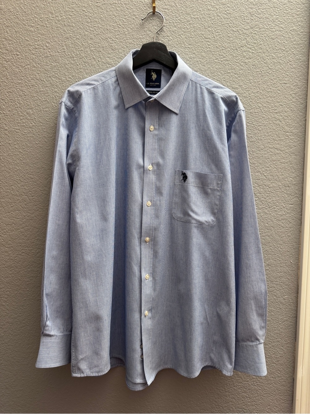 U.S. Polo Assn. Light Blue Button-Up Dress Shirt with Chest Pocket